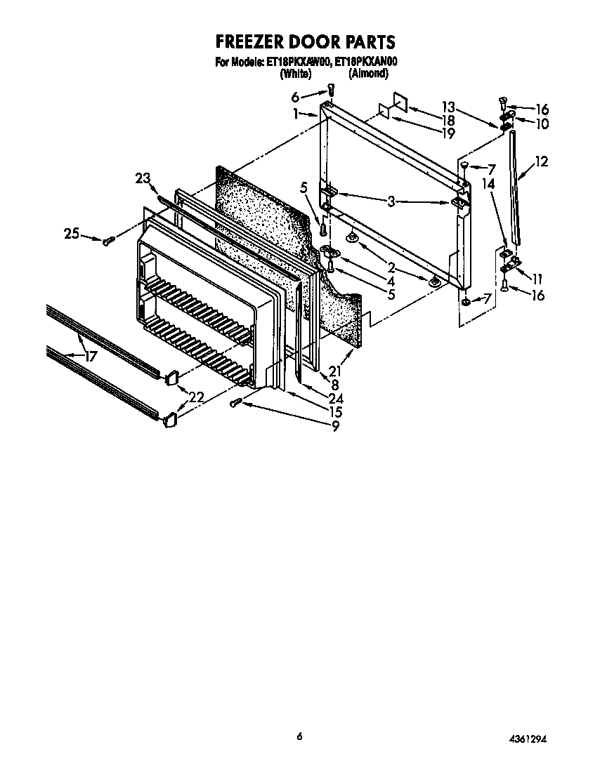 Whirlpool ET18PKXAN00 freezer door diagram
