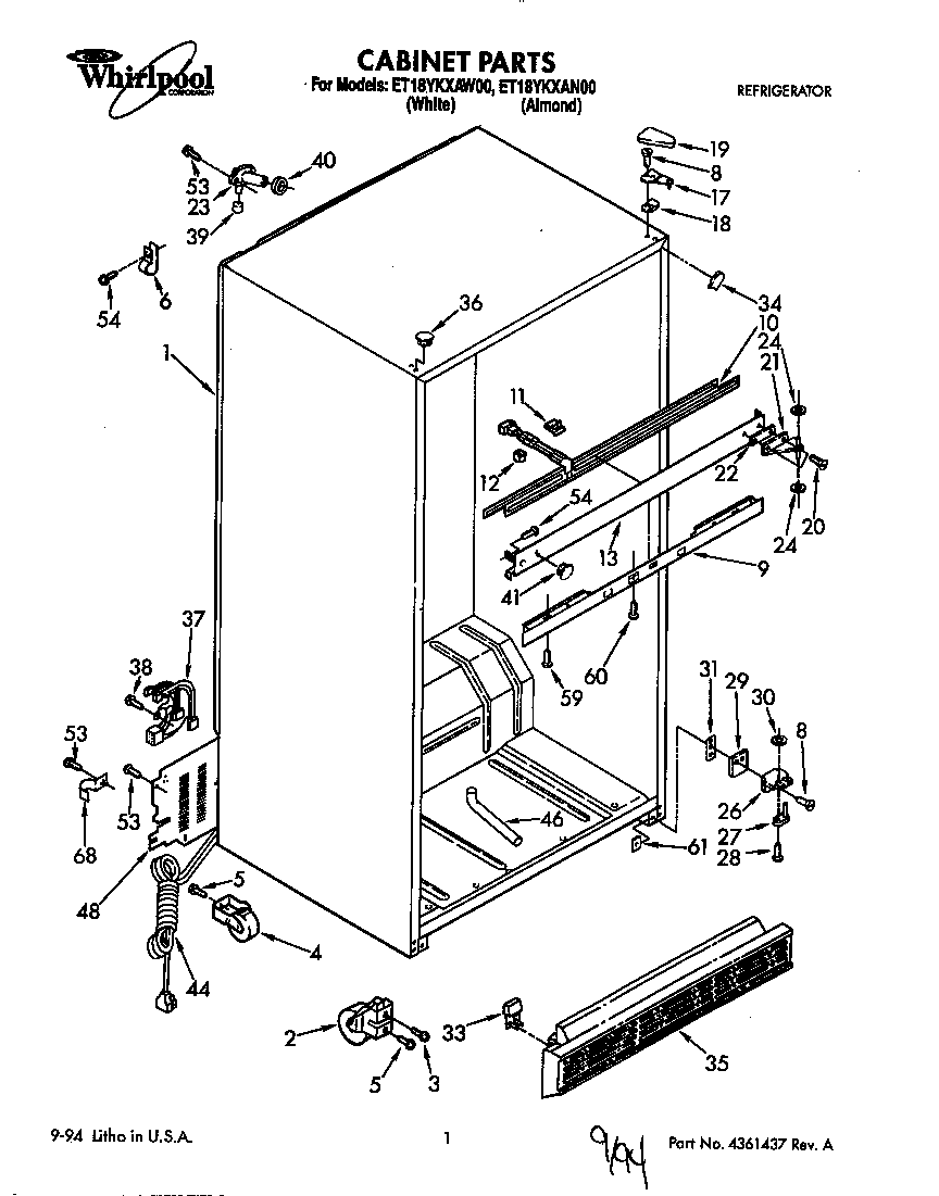 Whirlpool ET18YKXAN00 cabinet diagram
