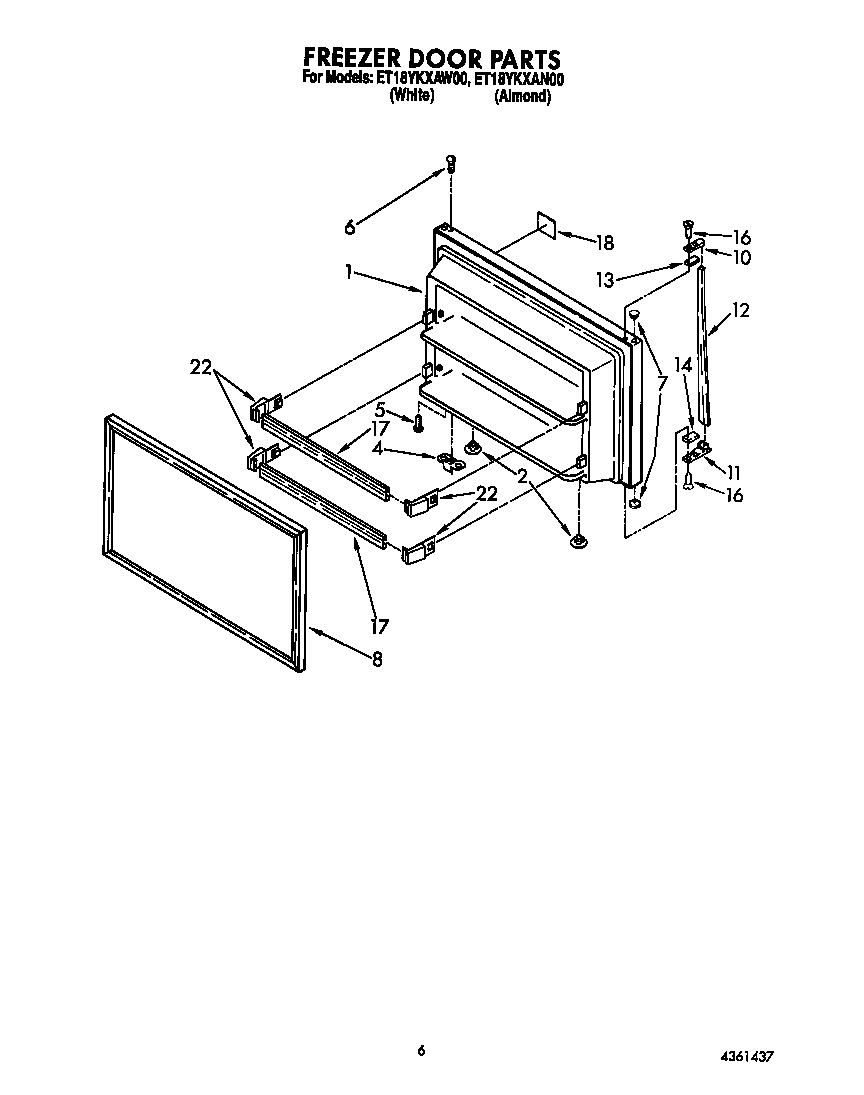 Whirlpool ET18YKXAN00 freezer door diagram