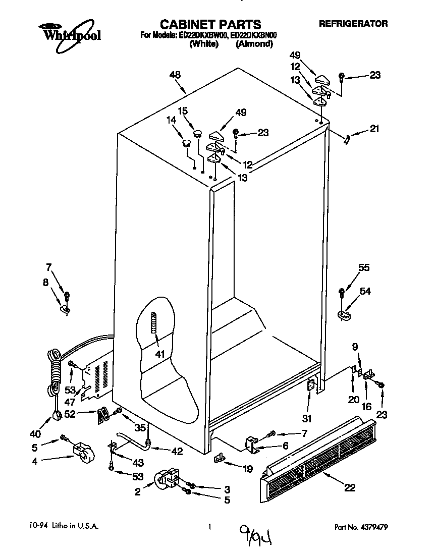 Whirlpool ED22DKXBW00 cabinet diagram