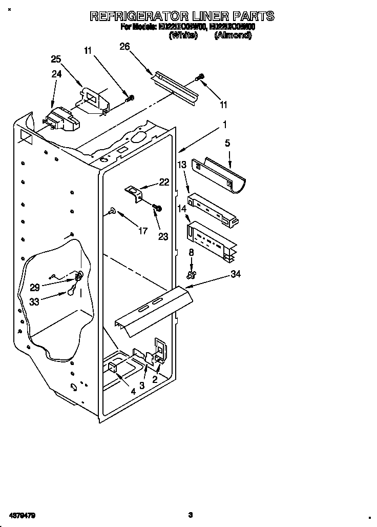 Whirlpool ED22DKXBW00 refrigerator liner diagram