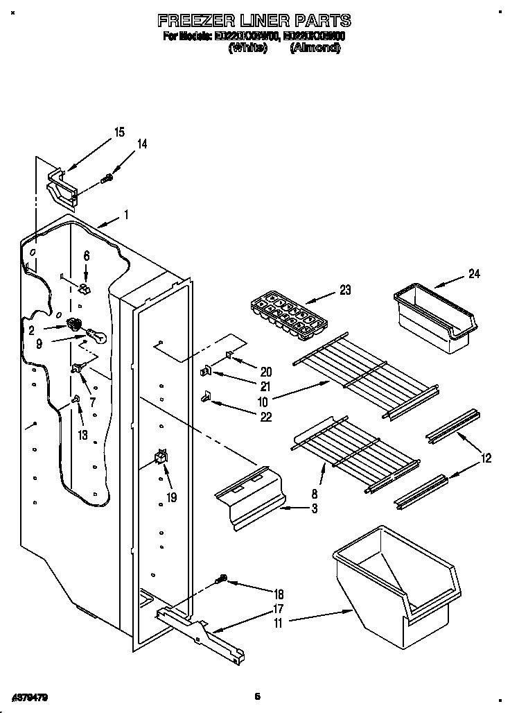 Whirlpool ED22DKXBW00 freezer liner diagram