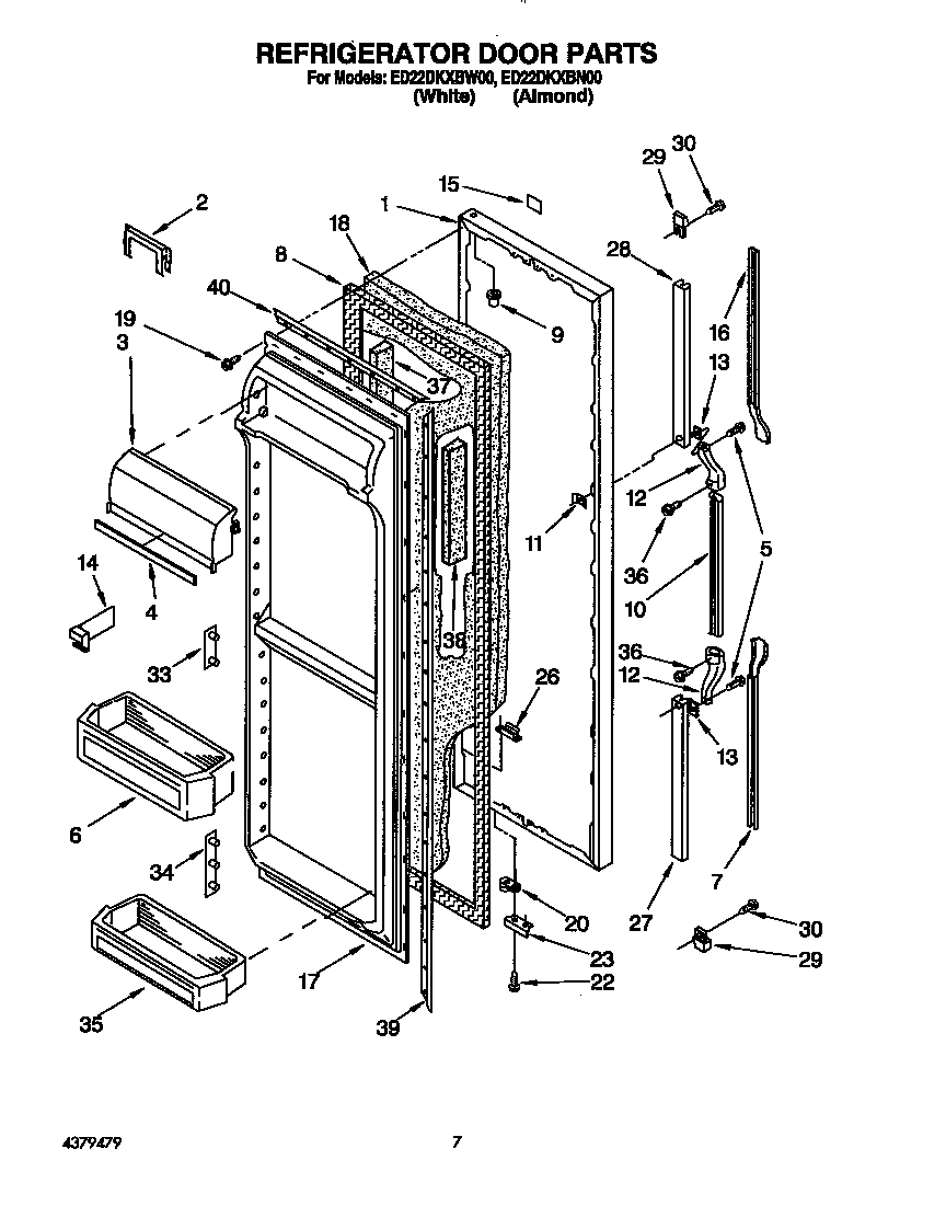 Whirlpool ED22DKXBW00 refrigerator door diagram