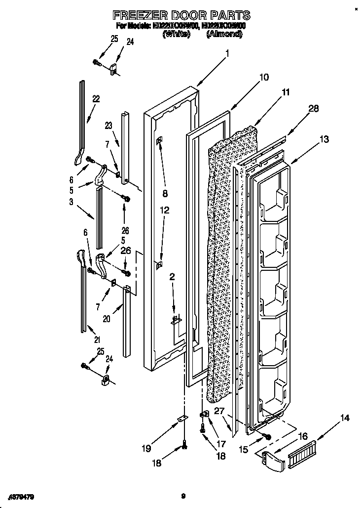 Whirlpool ED22DKXBW00 freezer door diagram