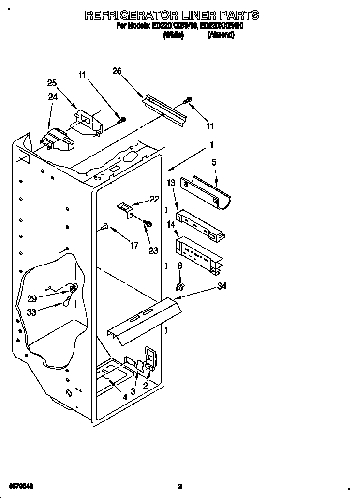 Whirlpool ED22DKXBN10 refrigerator liner diagram