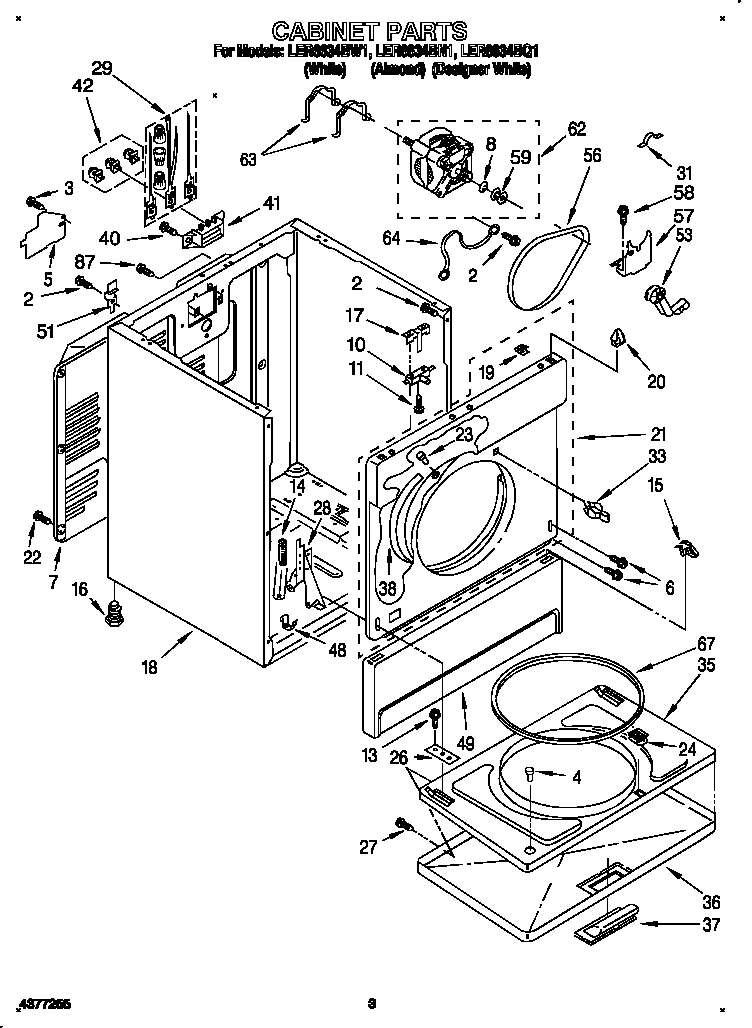 Whirlpool LER6634BQ1 cabinet diagram