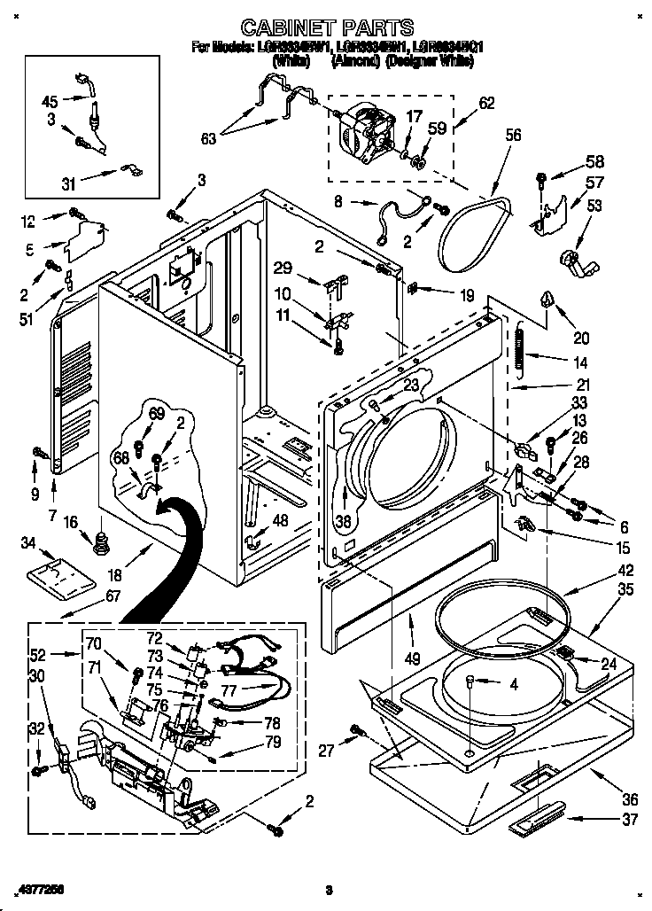 Whirlpool LGR6634BW1 cabinet diagram