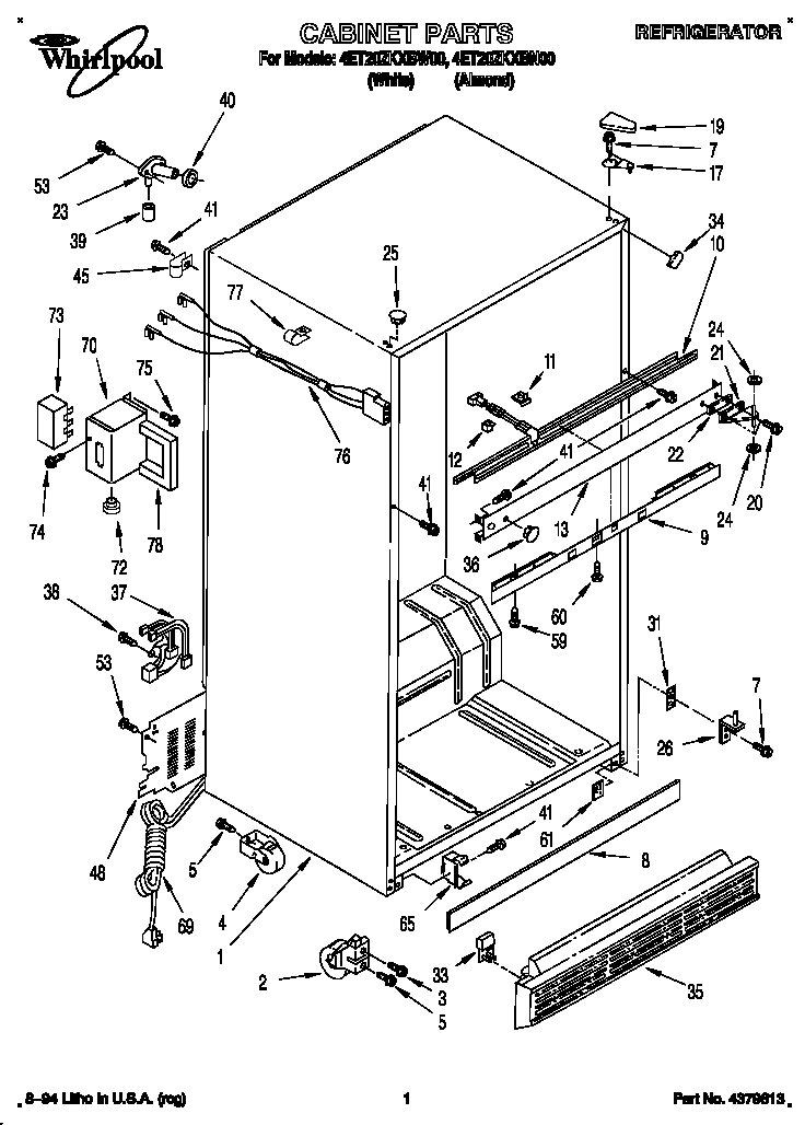 Whirlpool 4ET20ZKXBN00 cabinet diagram