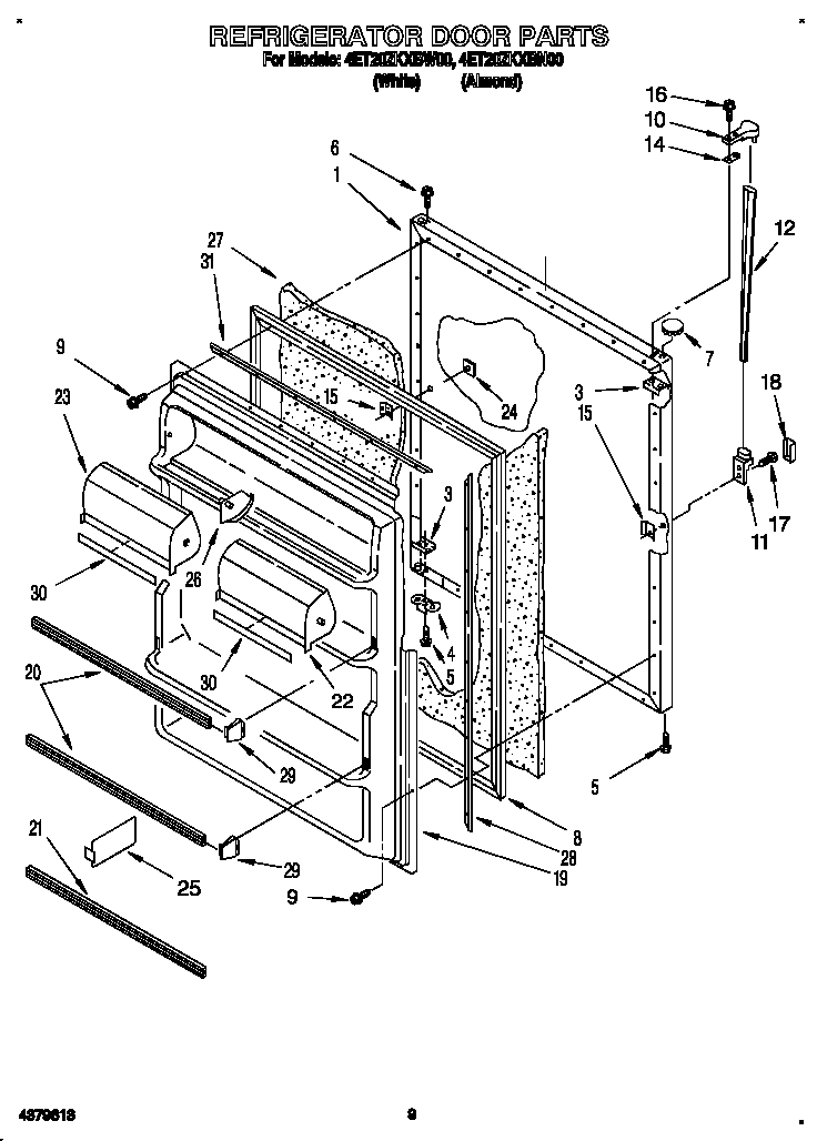 Whirlpool 4ET20ZKXBN00 refrigerator door diagram