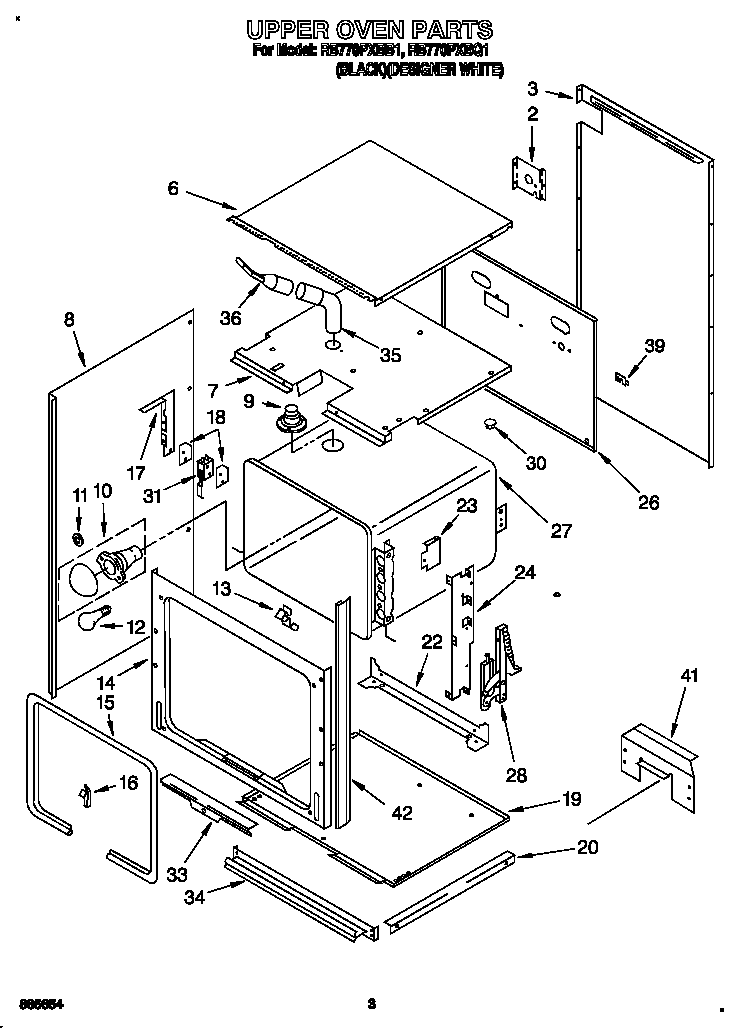 Whirlpool RB770PXBB1 upper oven diagram