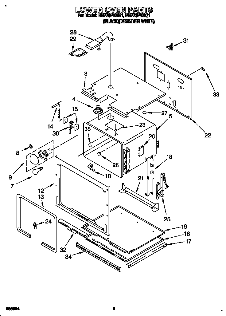 Whirlpool RB770PXBB1 lower oven diagram