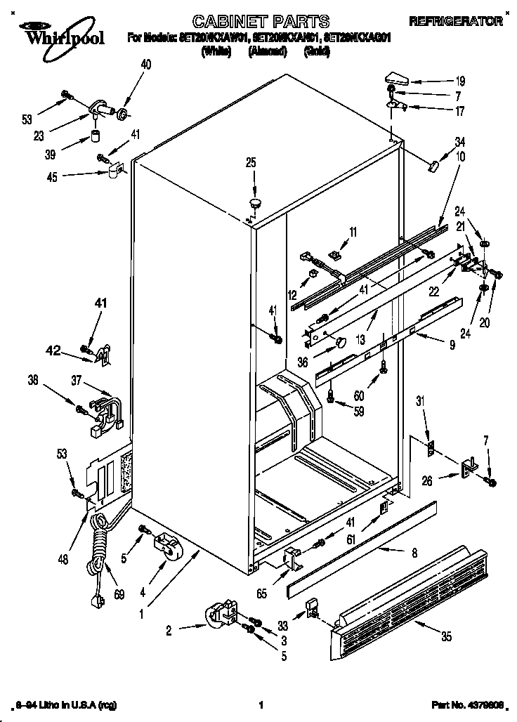 Whirlpool 8ET20NKXAN01 cabinet diagram