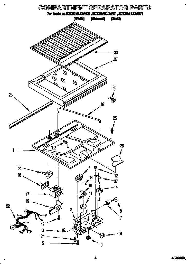 Whirlpool 8ET20NKXAN01 compartment separator diagram