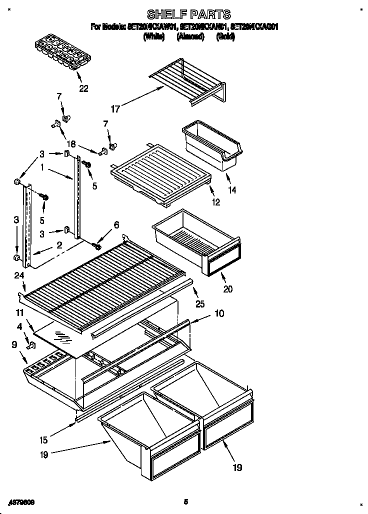 Whirlpool 8ET20NKXAN01 shelf diagram