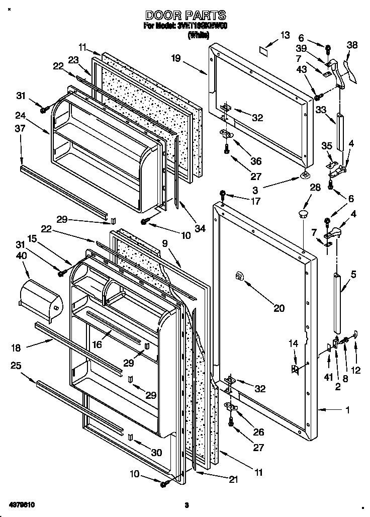 Whirlpool 3VET16GKBW00 door diagram