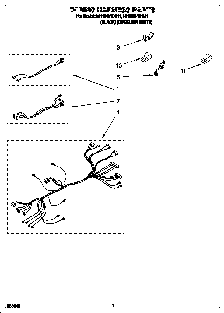 Whirlpool RB160PXBB1 wiring harness diagram