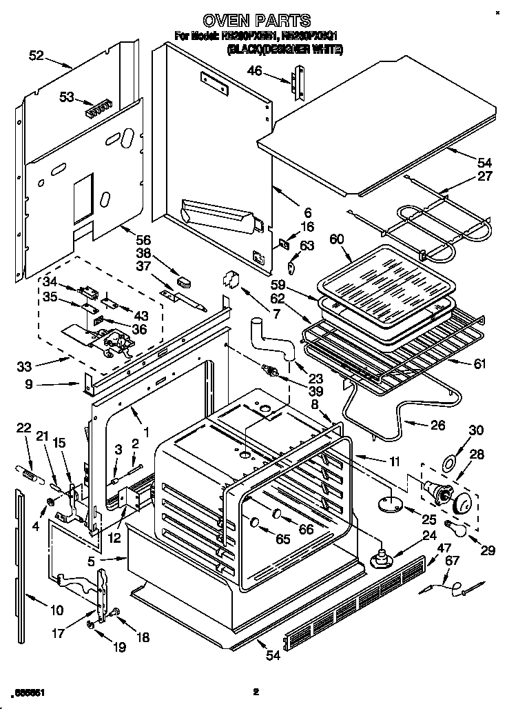 Whirlpool RB260PXBQ1 oven diagram