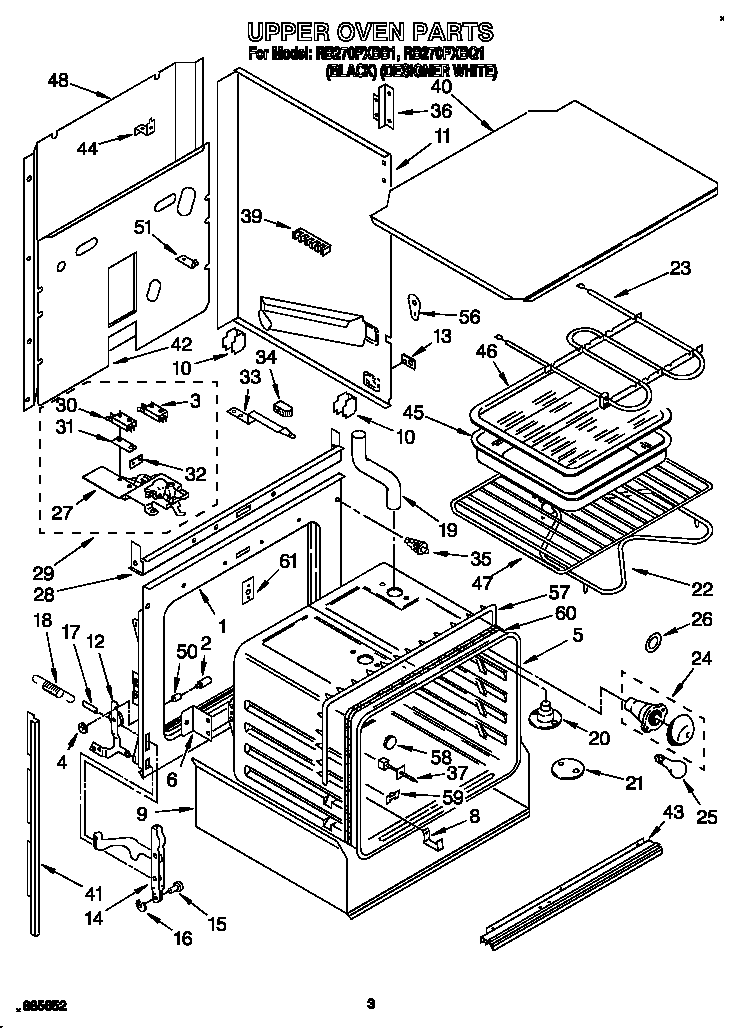 Whirlpool RB270PXBQ1 upper oven diagram
