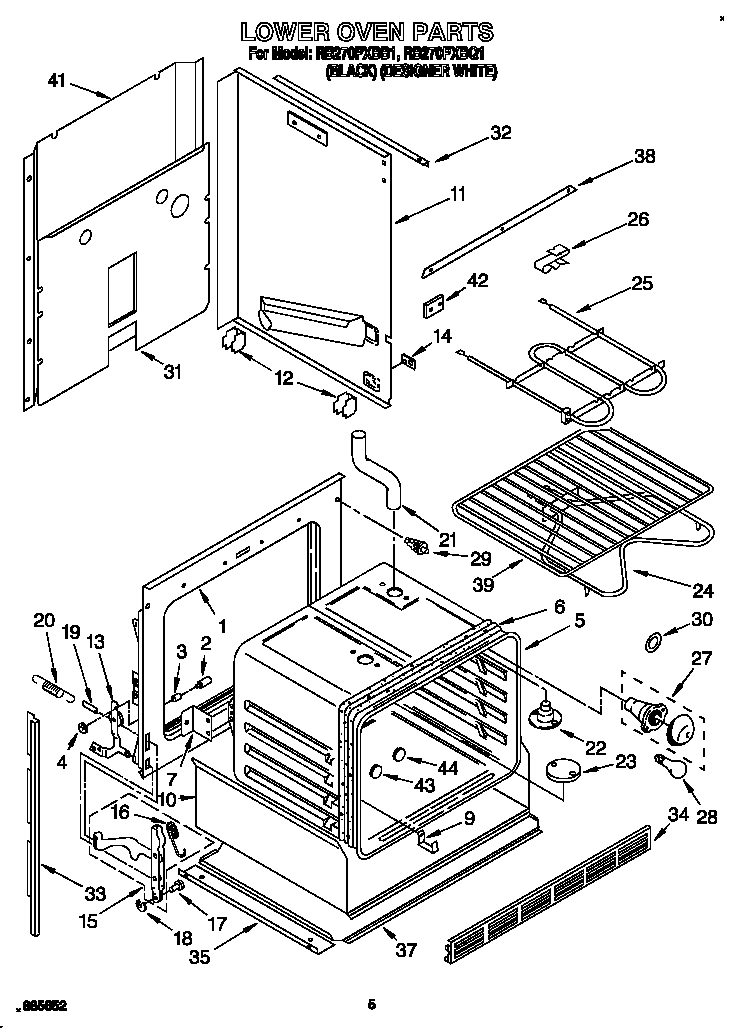 Whirlpool RB270PXBQ1 lower oven diagram