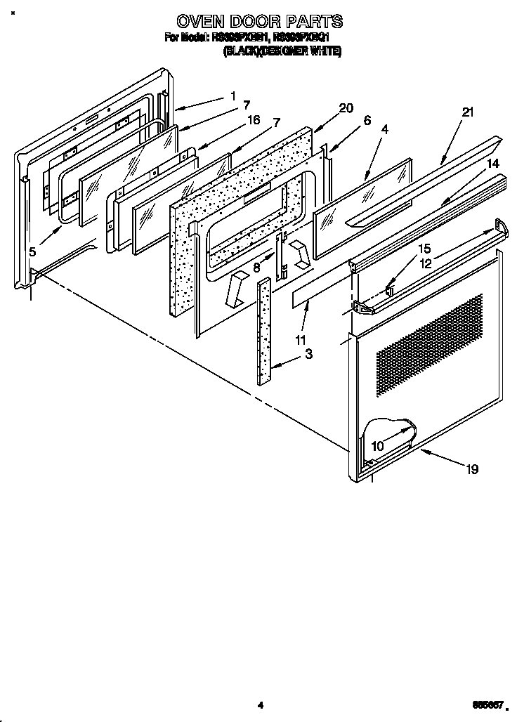 Whirlpool RS696PXBQ1 oven door diagram
