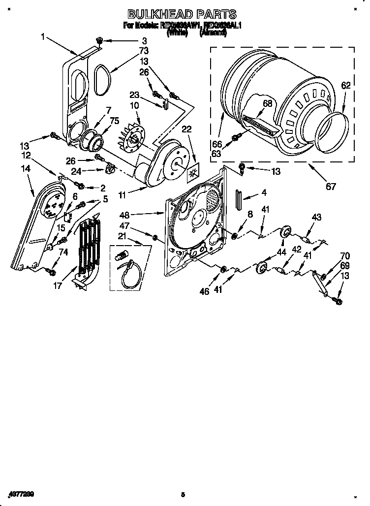 Roper REX5636AL1 bulkhead diagram