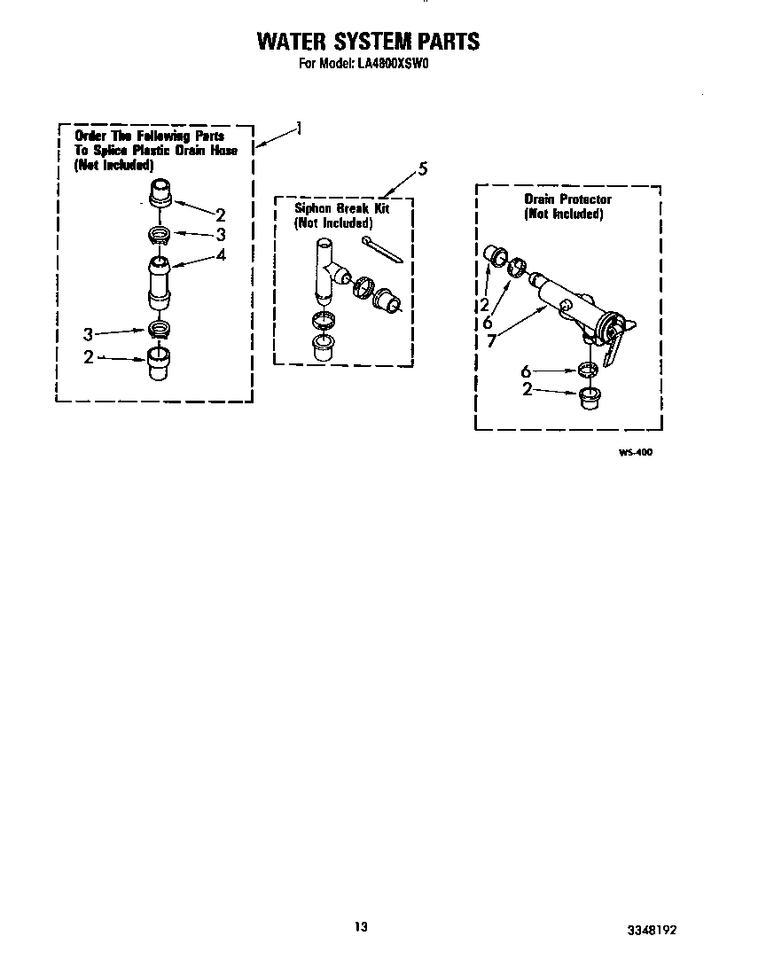 Whirlpool LA4800XSW0 water system diagram
