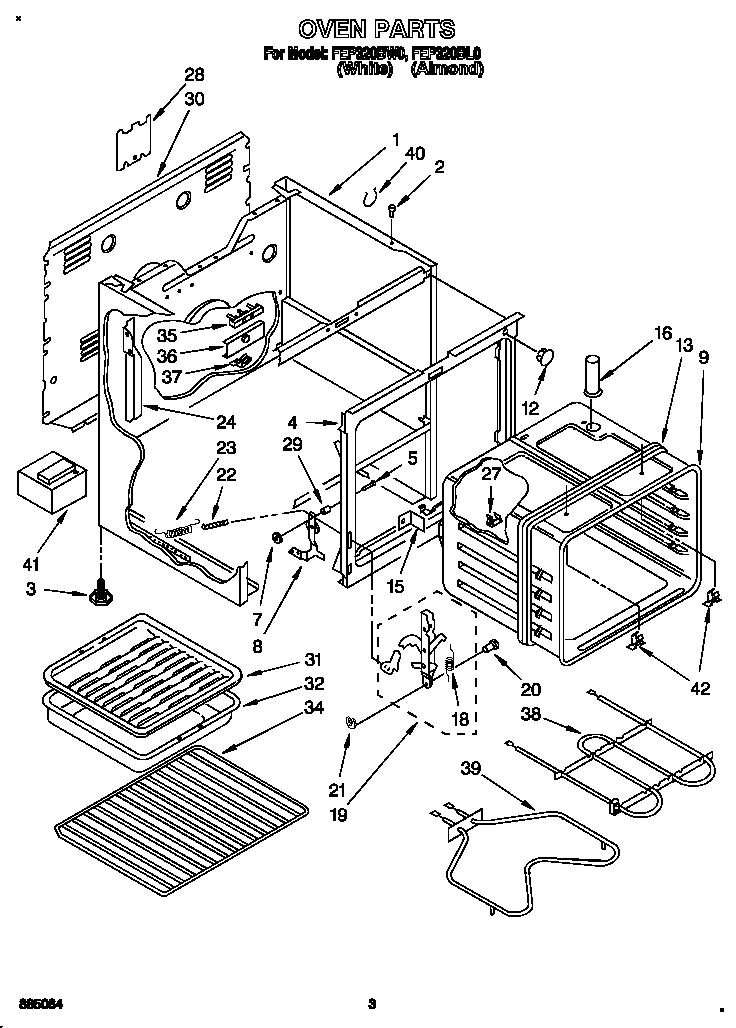 Roper FEP320BW0 oven diagram