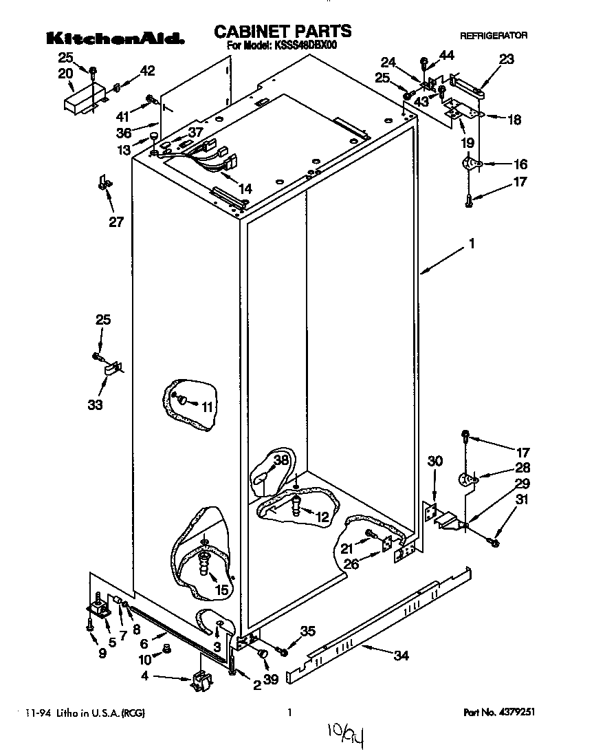 KitchenAid KSSS48DBX00 cabinet diagram