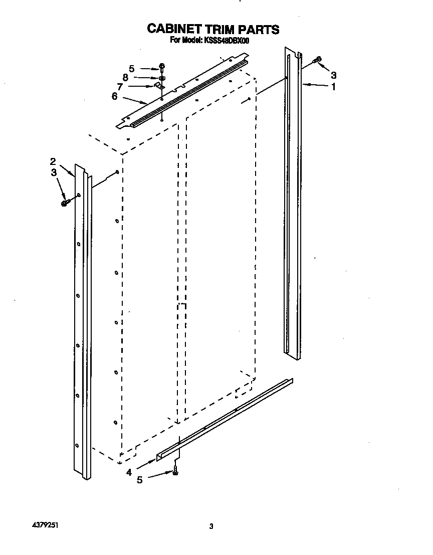 KitchenAid KSSS48DBX00 cabinet trim diagram