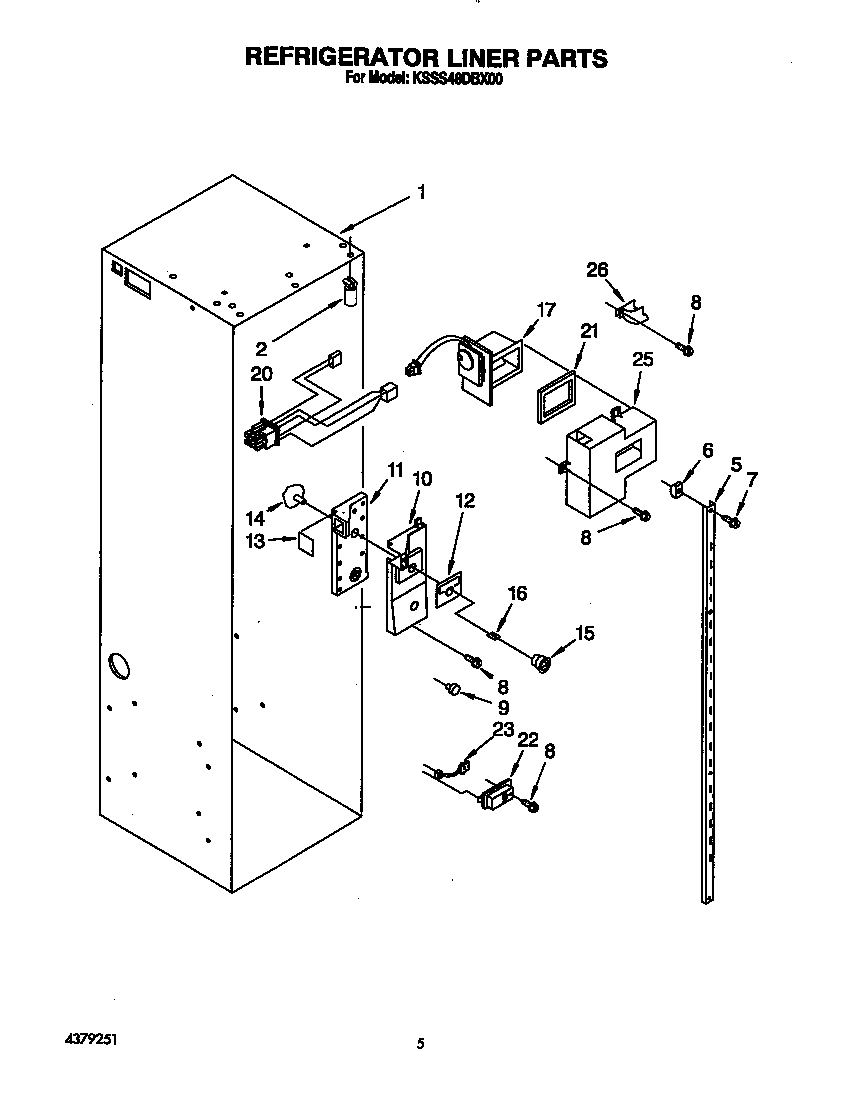 KitchenAid KSSS48DBX00 refrigerator liner diagram