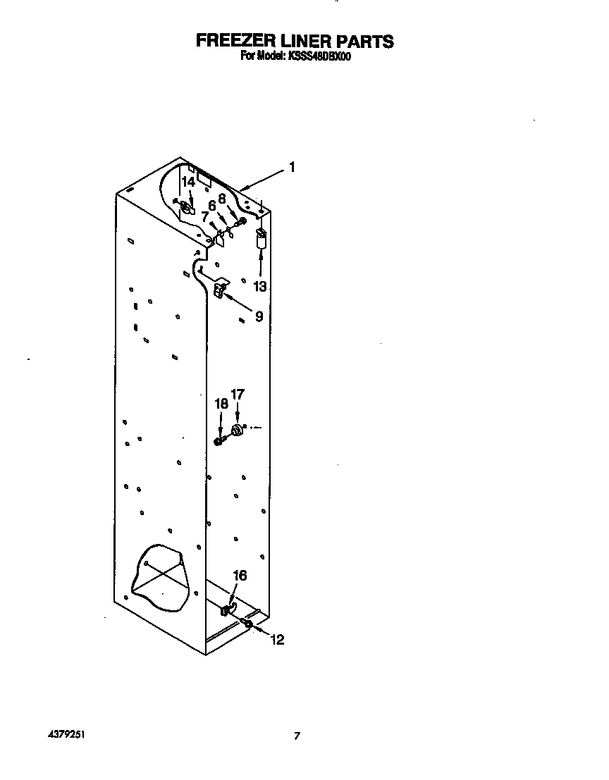 KitchenAid KSSS48DBX00 freezer liner diagram