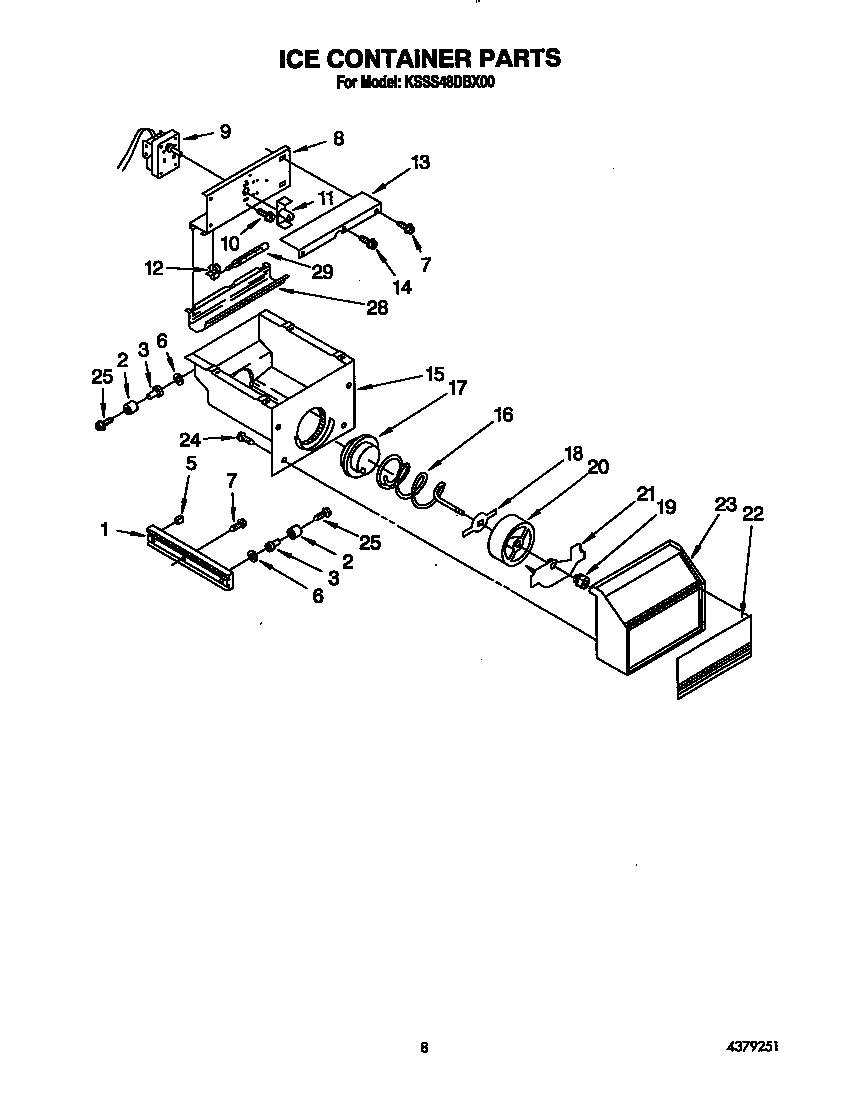 KitchenAid KSSS48DBX00 ice container diagram