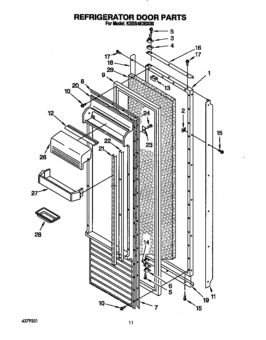 KitchenAid KSSS48DBX00 refrigerator door diagram
