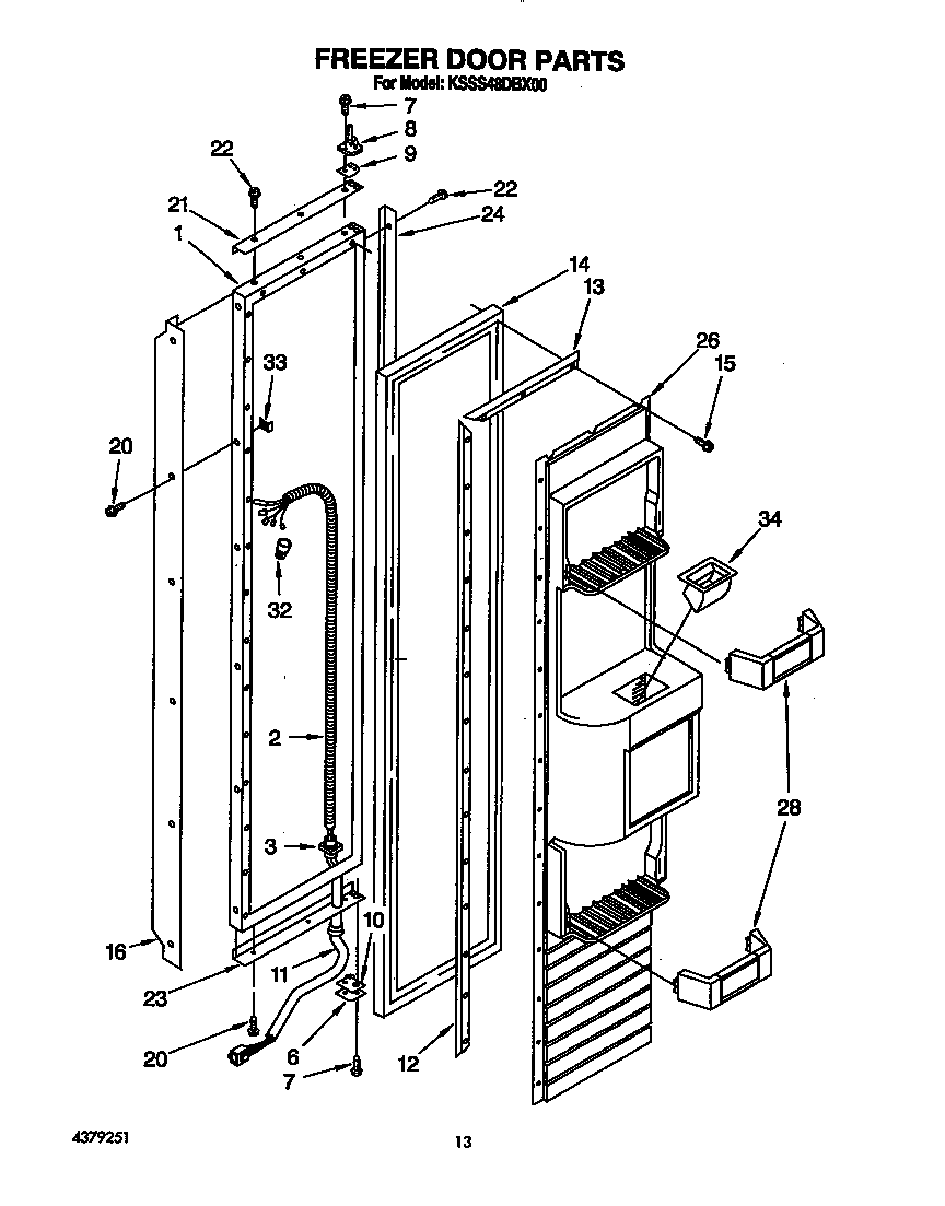 KitchenAid KSSS48DBX00 freezer door diagram