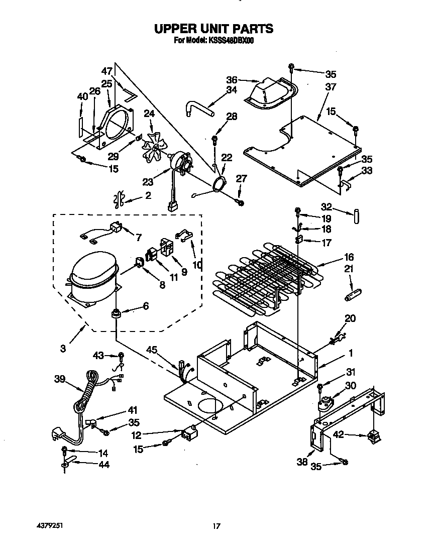 KitchenAid KSSS48DBX00 upper unit diagram