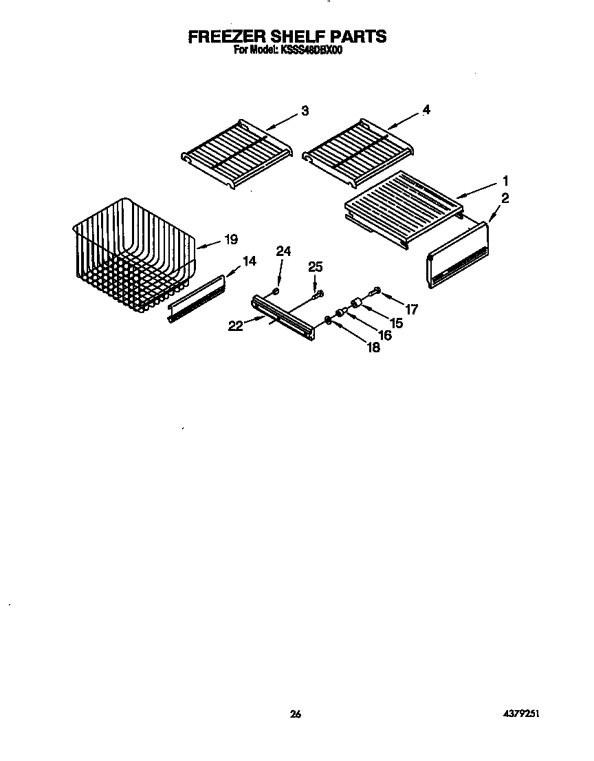 KitchenAid KSSS48DBX00 freezer shelf diagram