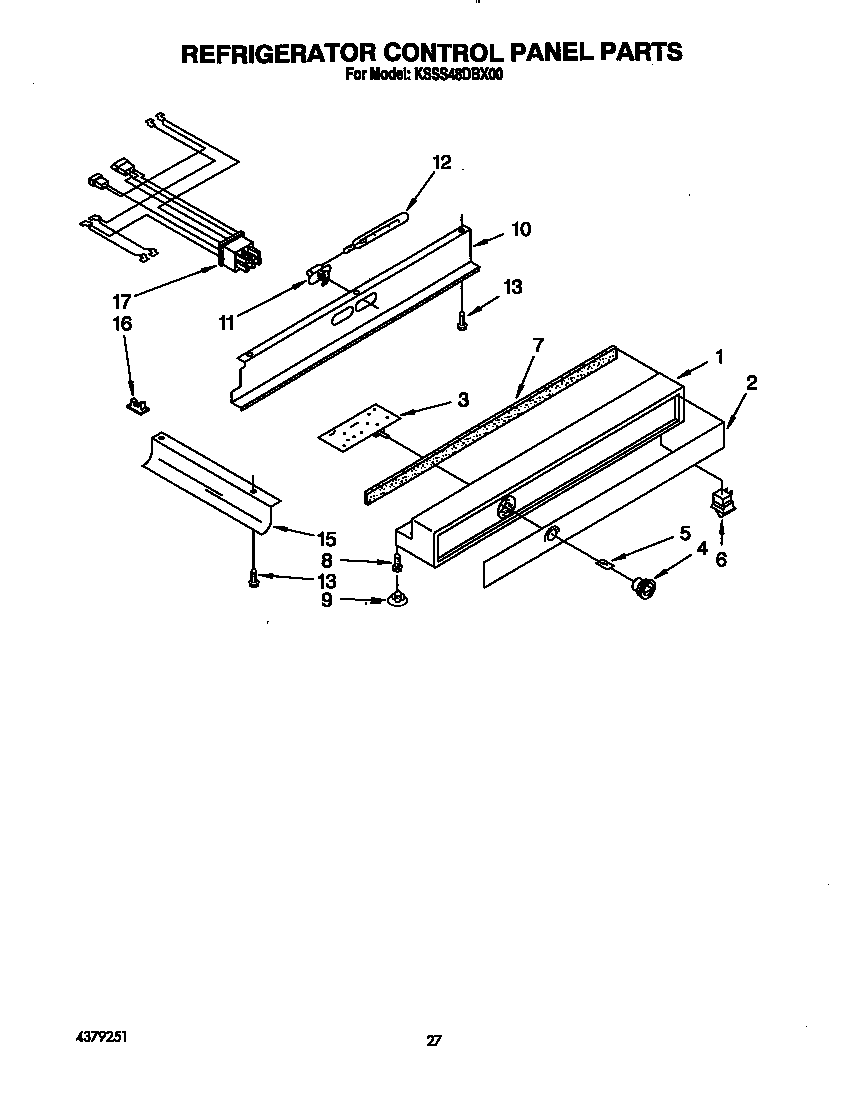 KitchenAid KSSS48DBX00 refrigerator control panel diagram