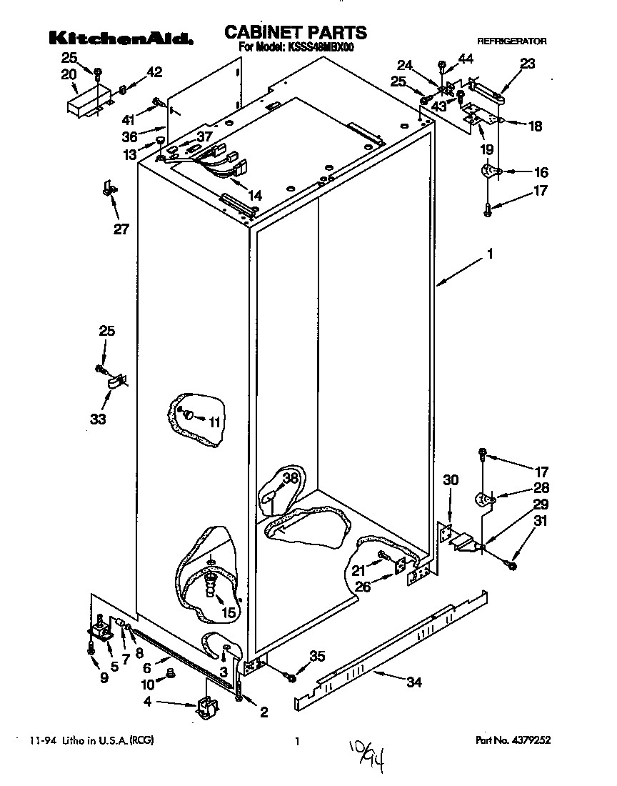 KitchenAid KSSS48MBX00 cabinet diagram