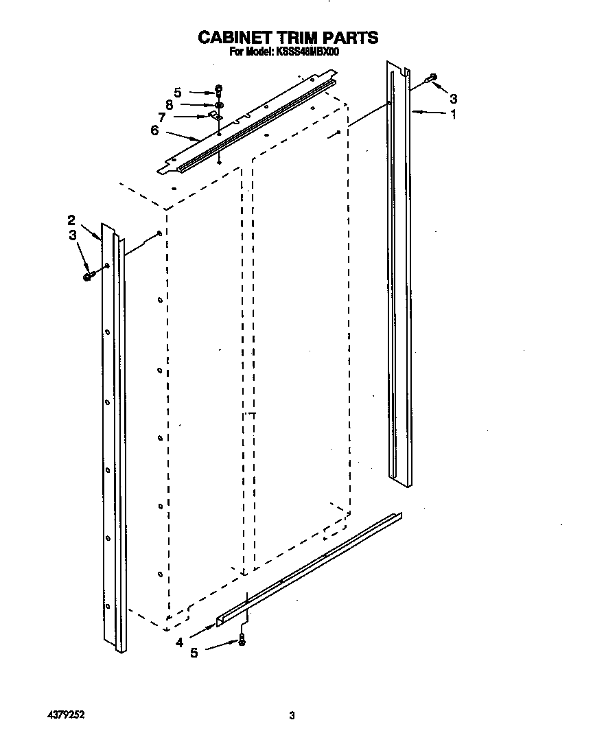 KitchenAid KSSS48MBX00 cabinet trim diagram