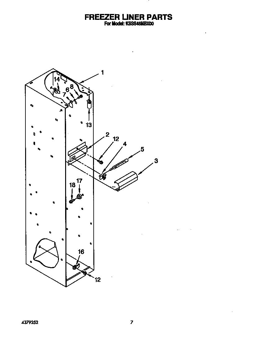 KitchenAid KSSS48MBX00 freezer liner diagram