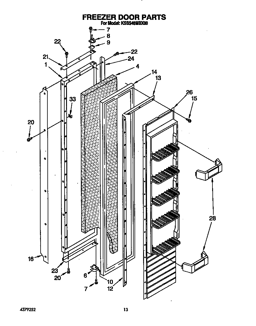 KitchenAid KSSS48MBX00 freezer door diagram