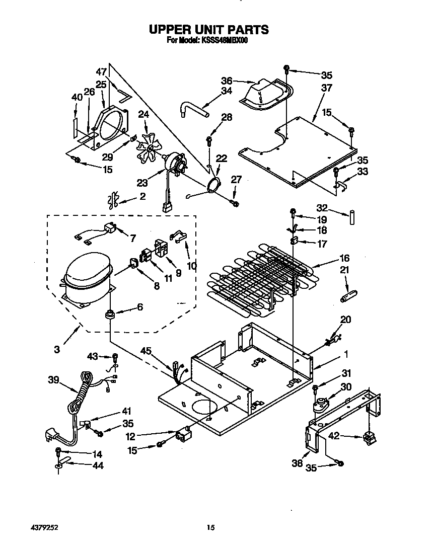 KitchenAid KSSS48MBX00 upper unit diagram