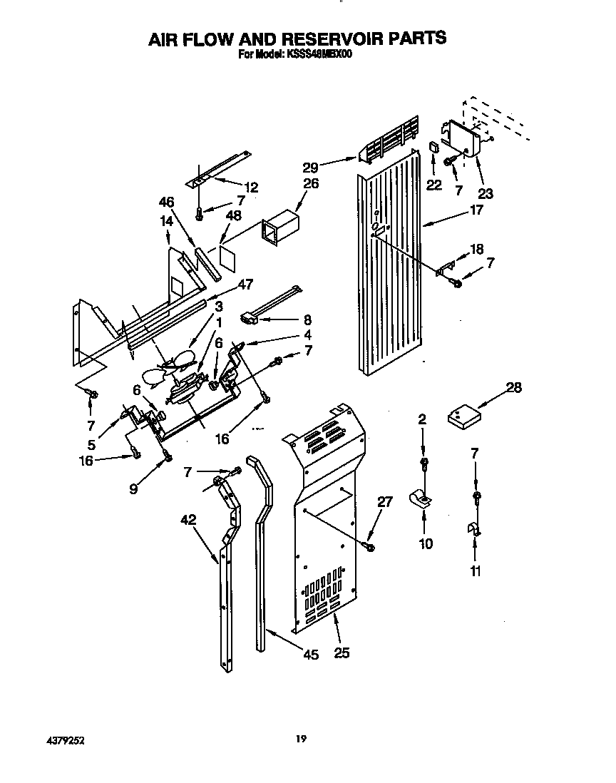 KitchenAid KSSS48MBX00 air flow and reservoir diagram