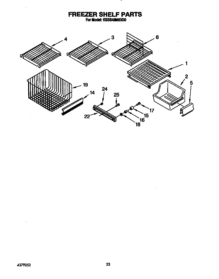 KitchenAid KSSS48MBX00 freezer shelf diagram