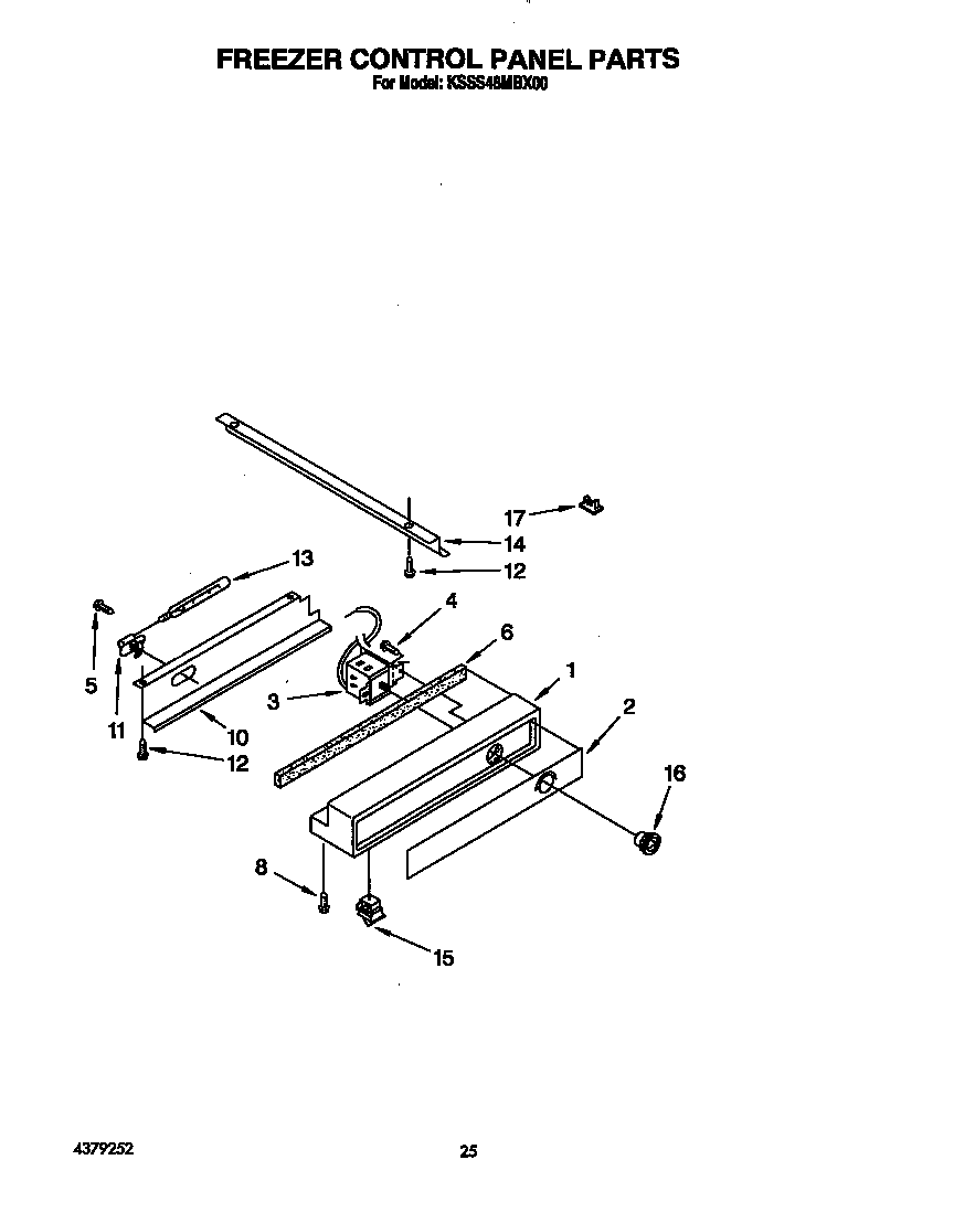 KitchenAid KSSS48MBX00 freezer control panel diagram