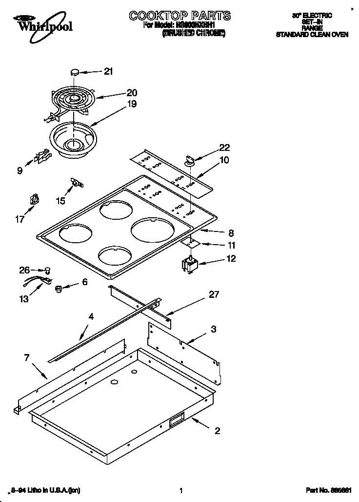 Whirlpool RS600BXBH1 cooktop diagram