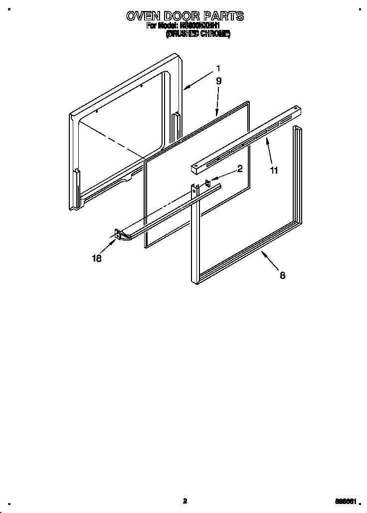 Whirlpool RS600BXBH1 oven door diagram