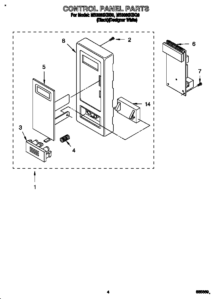 Whirlpool MS3080XBQ0 control panel diagram