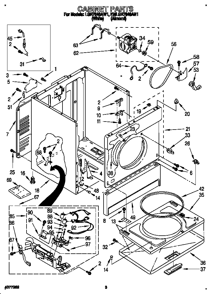 Whirlpool LGR7646AW1 cabinet diagram
