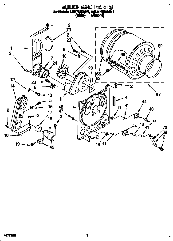 Whirlpool LGR7646AW1 bulkhead diagram
